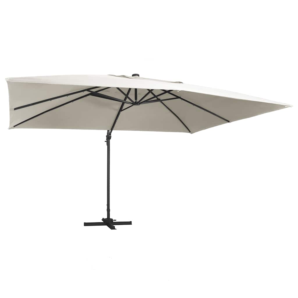 Vidaxl -schwimmendes Parasol mit LED- und Aluminiumpol 400x300 cm Sand -Colored