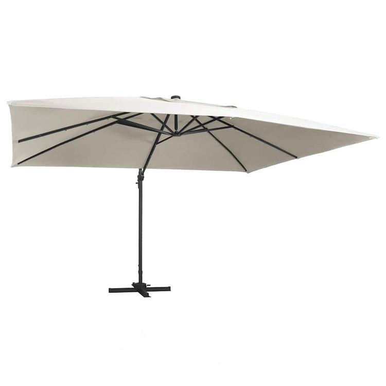 Vidaxl -schwimmendes Parasol mit LED- und Aluminiumpol 400x300 cm Sand -Colored