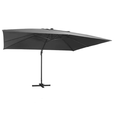 Vidaxl -schwimmendes Parasol mit LED- und Aluminiumpol 400 x 300 cm Anthrazit