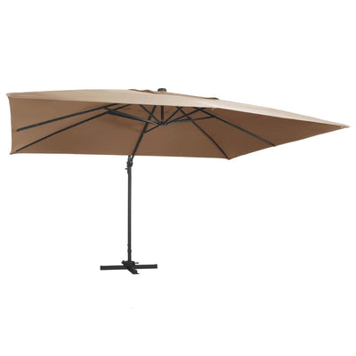 Vidaxl -schwimmendes Parasol mit LED- und Aluminiumpol 400x300 cm Taupe