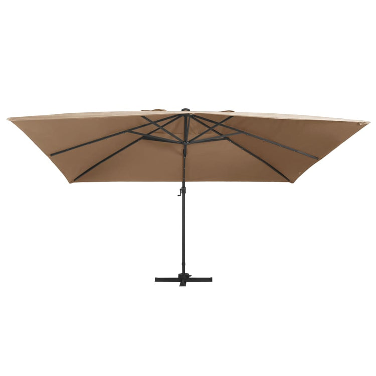 Vidaxl -schwimmendes Parasol mit LED- und Aluminiumpol 400x300 cm Taupe