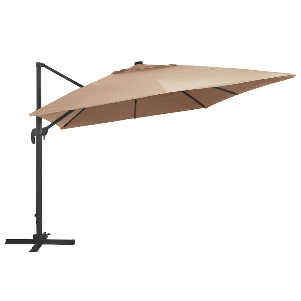 Vidaxl -schwimmendes Parasol mit LED- und Aluminiumpol 400x300 cm Taupe