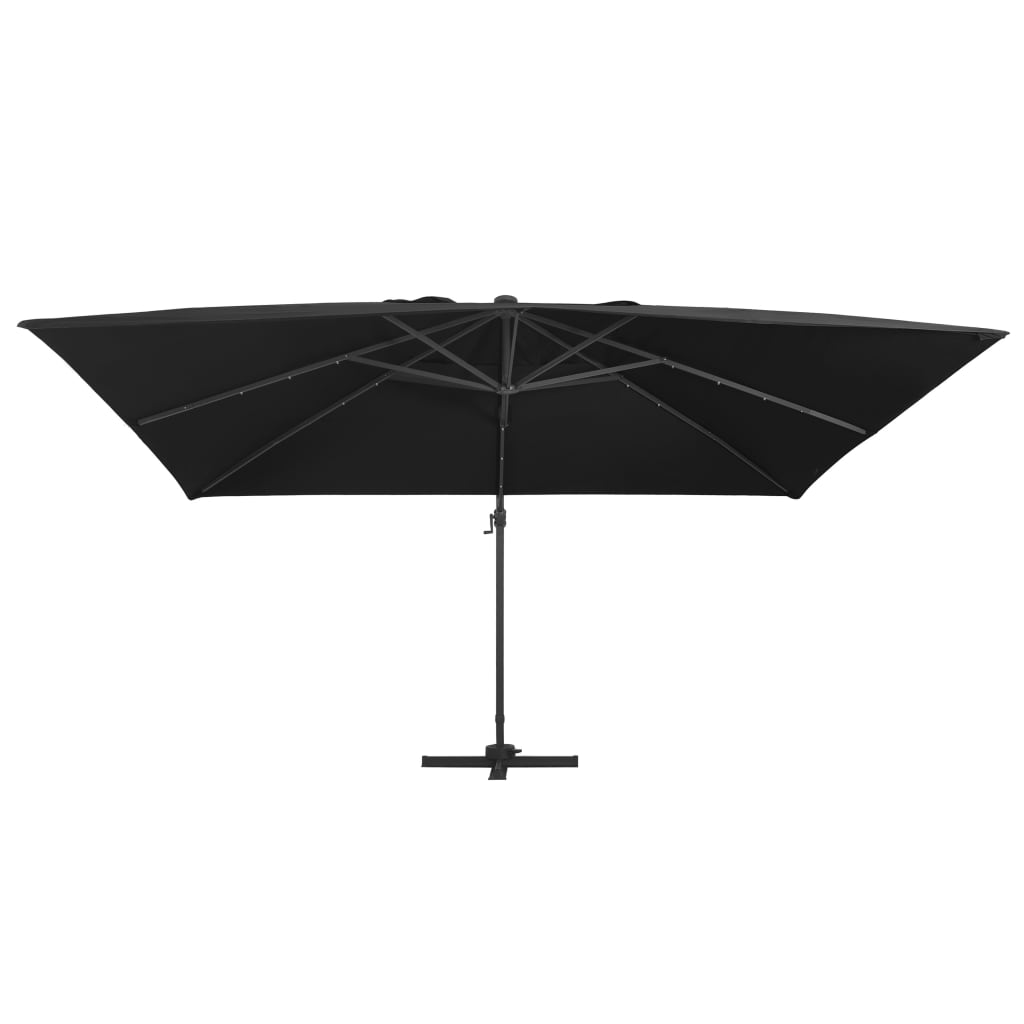 Vidaxl -schwimmendes Parasol mit LED -Beleuchtung und Pol 400 x 300 cm schwarz