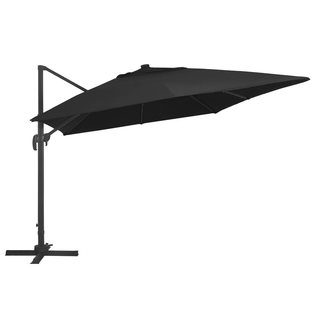 Vidaxl -schwimmendes Parasol mit LED -Beleuchtung und Pol 400 x 300 cm schwarz