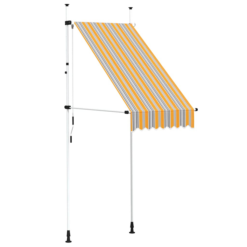 Vidaxl Luifel manuell ausziehbar 100 cm gelb und blaue Streifen