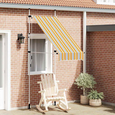 Vidaxl Luifel manuell ausziehbar 100 cm gelb und blaue Streifen