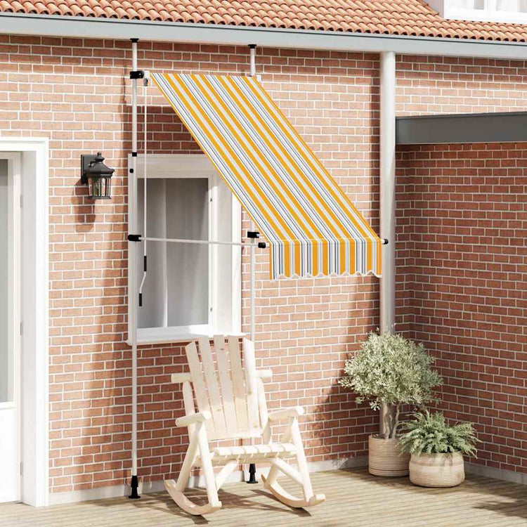 Vidaxl Luifel manuell ausziehbar 100 cm gelb und blaue Streifen