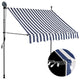 Vidaxl Luifel manuell ausziehbar mit LED 200 cm blau und weiß