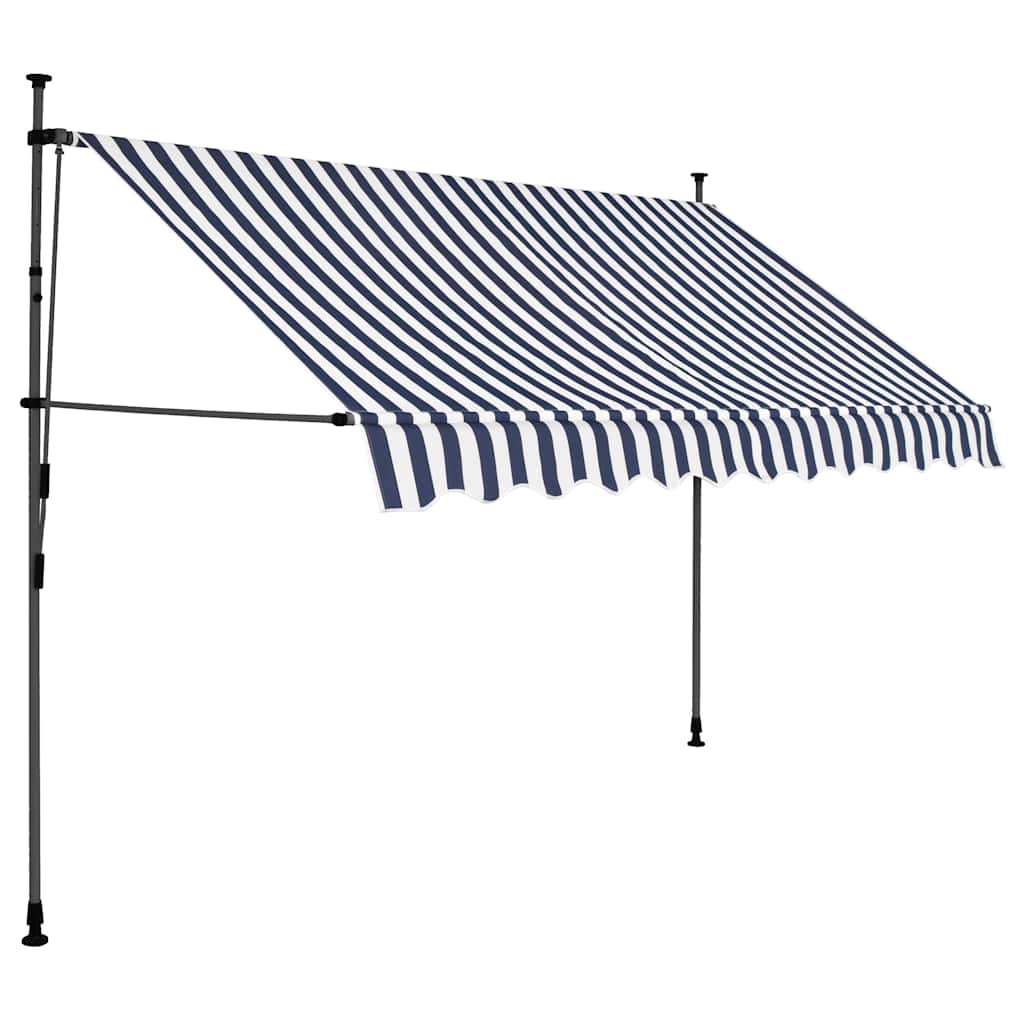 Vidaxl luifel manuell ausziehbar mit LED 250 cm blau und weiß