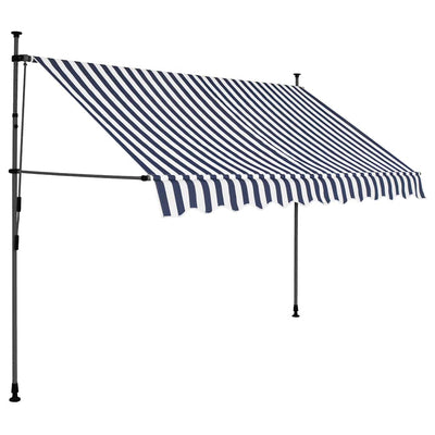 Vidaxl luifel manuell ausziehbar mit LED 250 cm blau und weiß