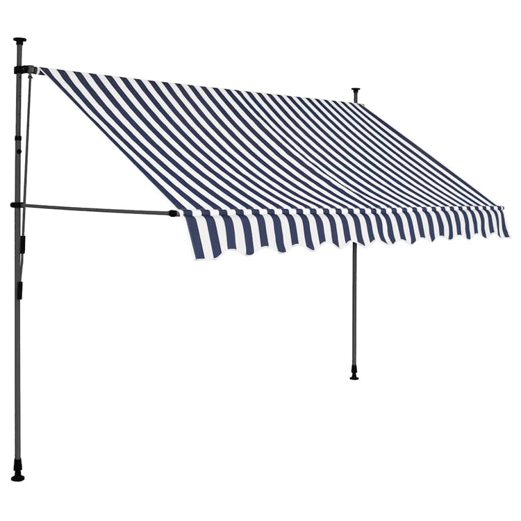 Vidaxl Luifel manuell ausziehbar mit LED 300 cm blau und weiß