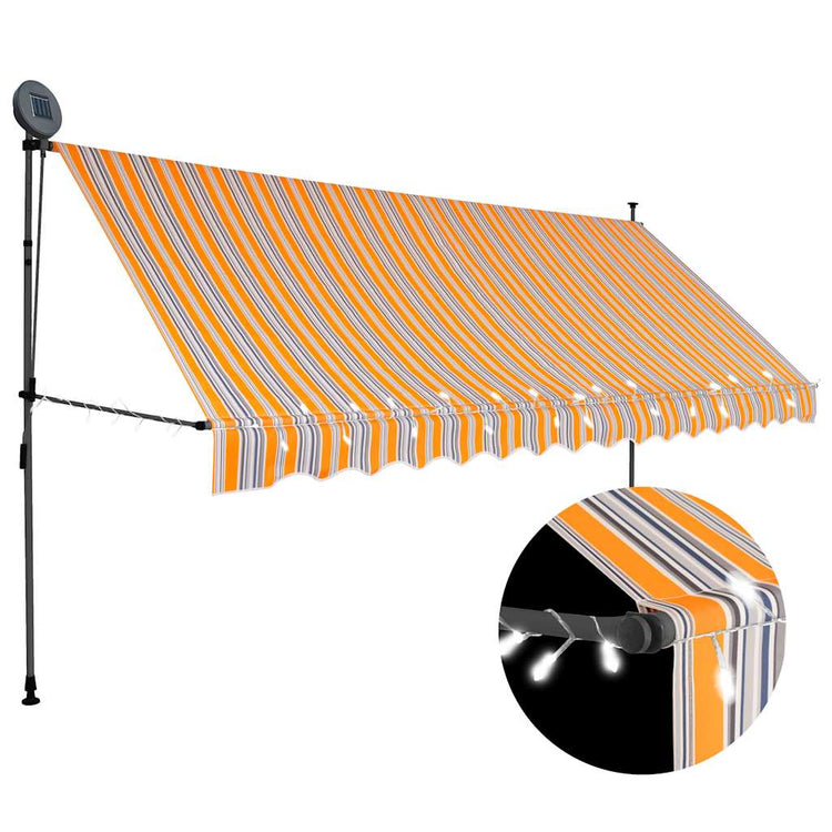 Vidaxl Luifel manuell ausziehbar mit LED 350 cm gelb und blau