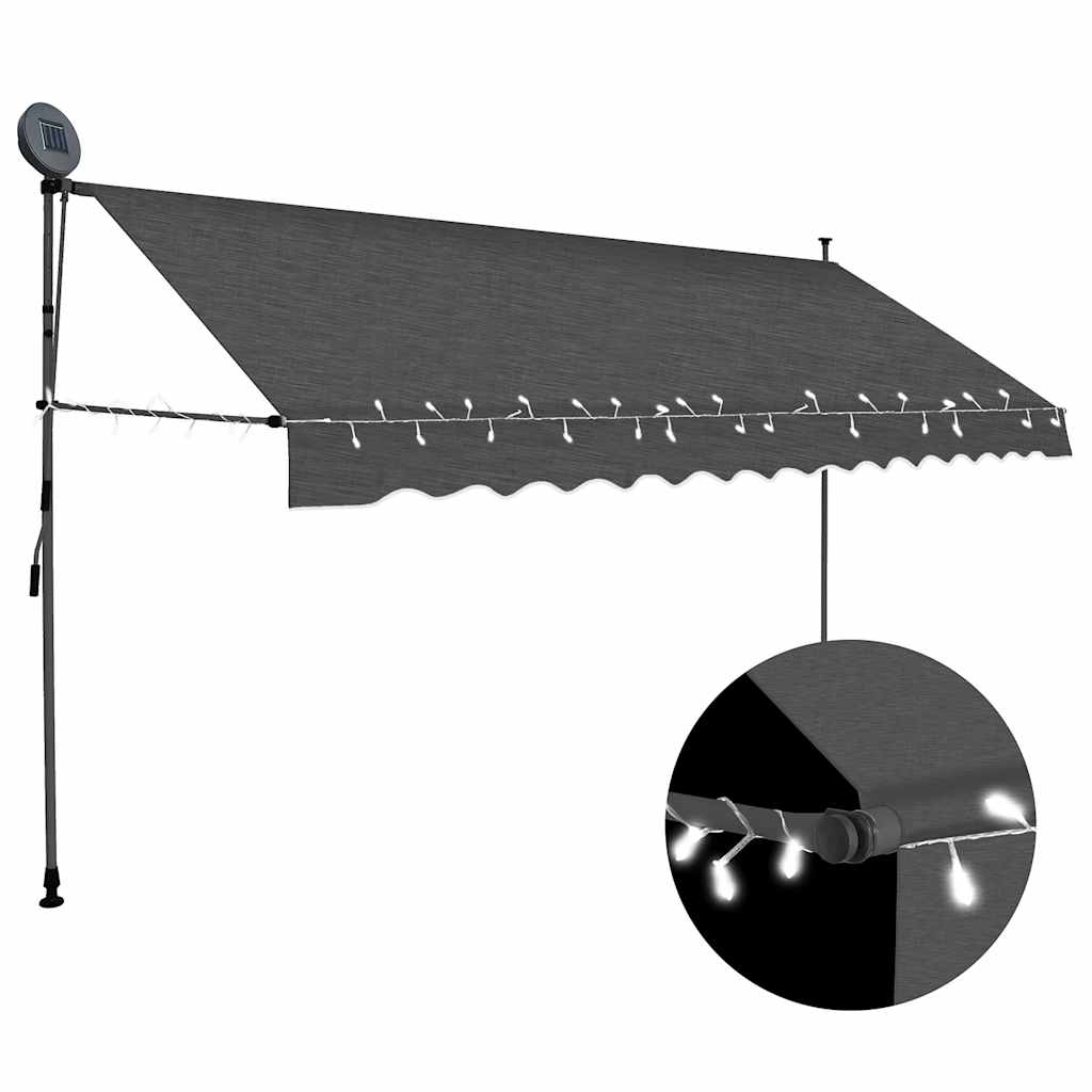 Vidaxl luifel manuell erweiterbar mit LED 350 cm Anthrazit -Colored
