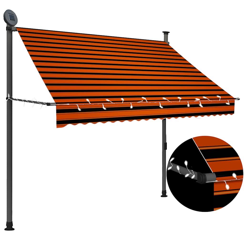 Vidaxl Luifel manuell ausziehbar mit LED 200 cm Orange und Braun