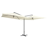 Vidaxl Parasol Doppel mit Stahlpol 250x250 cm Sandweiß - afbeelding 1