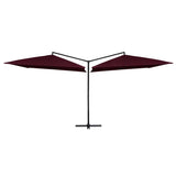 Vidaxl Parasol Doppel mit Stahlpol 250x250 cm Bordeaux Rot - afbeelding 2