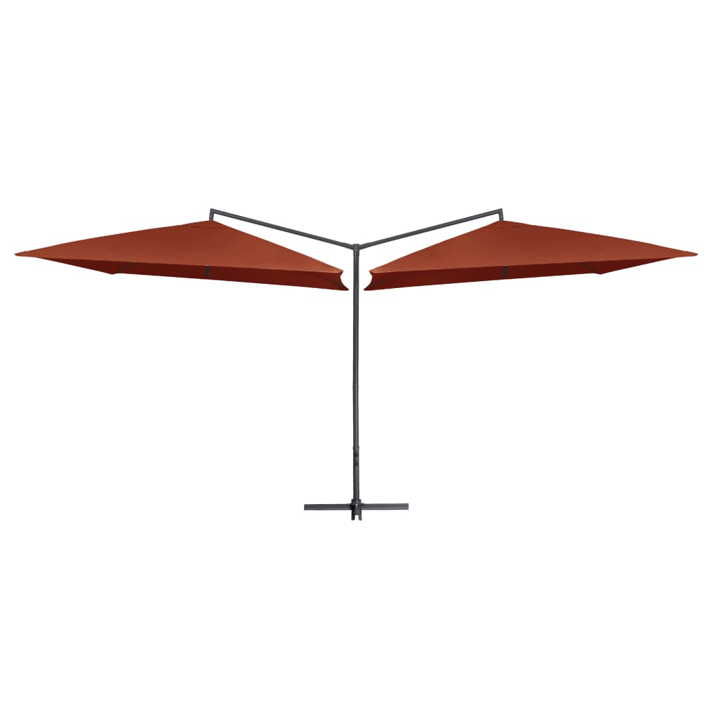 Vidaxl Parasol Double mit Stahlpol 250x250 cm Terracotta -gelöscht