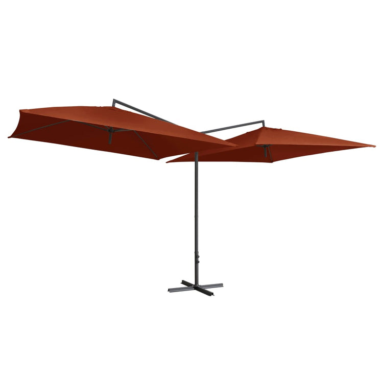 Vidaxl Parasol Double mit Stahlpol 250x250 cm Terracotta -gelöscht