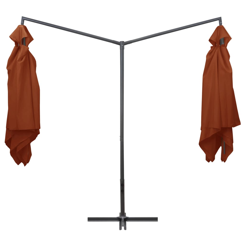 Vidaxl Parasol Double mit Stahlpol 250x250 cm Terracotta -gelöscht