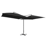 Vidaxl Parasol Doppel mit Stahlpol 250x250 cm Schwarz - afbeelding 2