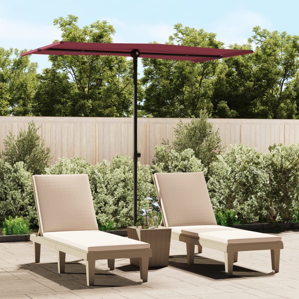 VIDAXL -Parasol mit Aluminiumpol 180x110 cm Burgunderrot