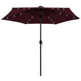 Vidaxl -Parasol mit LED -Beleuchtung Aluminiumpol 270 cm Bordeaux Rot - afbeelding 1