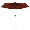 Vidaxl -Parasol mit LED -Beleuchtung und Aluminiumpol 270 cm Terrakotta