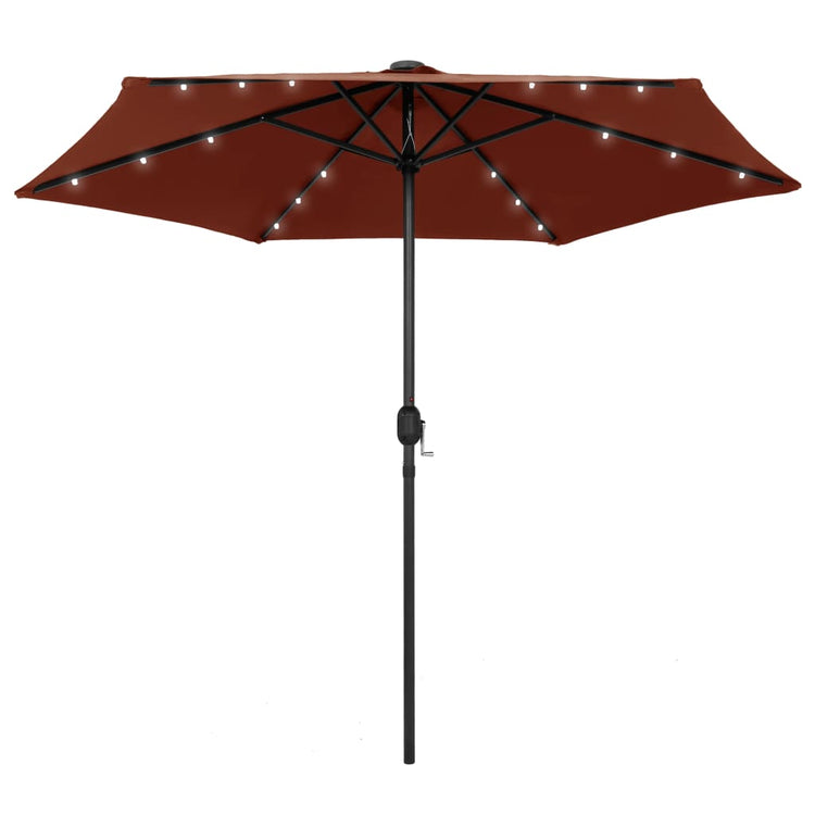 Vidaxl -Parasol mit LED -Beleuchtung und Aluminiumpol 270 cm Terrakotta
