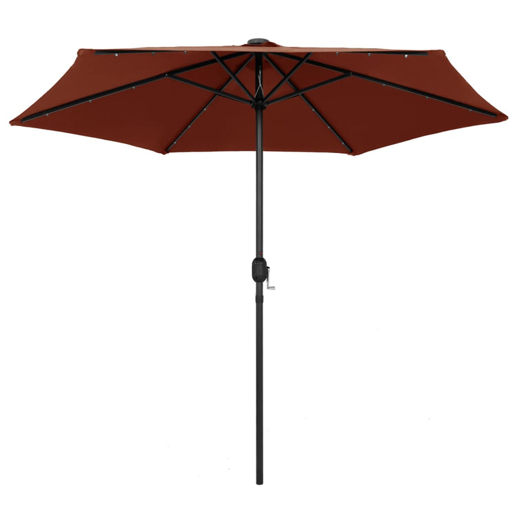 Vidaxl -Parasol mit LED -Beleuchtung und Aluminiumpol 270 cm Terrakotta