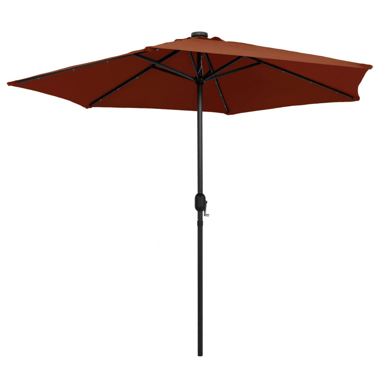 Vidaxl -Parasol mit LED -Beleuchtung und Aluminiumpol 270 cm Terrakotta