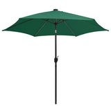 Vidaxl -Parasol mit LED -Beleuchtung und Aluminiumpol 300 cm Grün - afbeelding 3