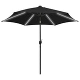 Vidaxl -Parasol mit LED -Beleuchtung und Aluminiumpol 300 cm Schwarz - afbeelding 2