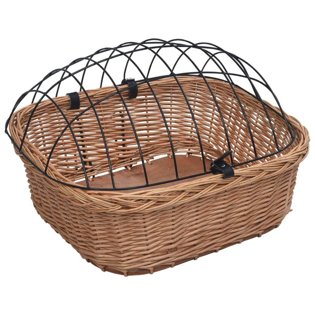 VIDAXL -Fahrrad -Lenkerkorb mit Deckel 50 x 45 x 35 cm Natural Willows
