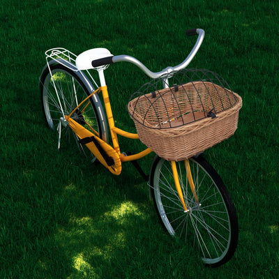 VIDAXL -Fahrrad -Lenkerkorb mit Deckel 50 x 45 x 35 cm Natural Willows
