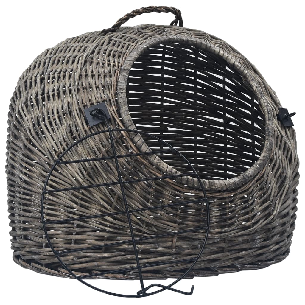 VIDAXL -Katzenträger 45x35x35 cm Natural Willow Wood Grey
