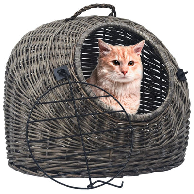VIDAXL -Katzenträger 45x35x35 cm Natural Willow Wood Grey