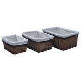 VIDAXL 3-Teile-Korb-Set stapelbare Weiden braun - afbeelding 1