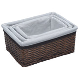 VIDAXL 3-Teile-Korb-Set stapelbare Weiden braun - afbeelding 2