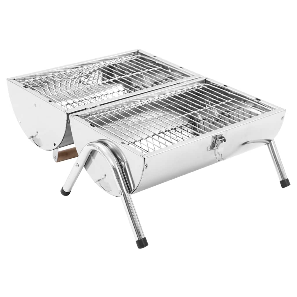 Vidaxl Tischgrillkohle Doppelgitter Edelstahl