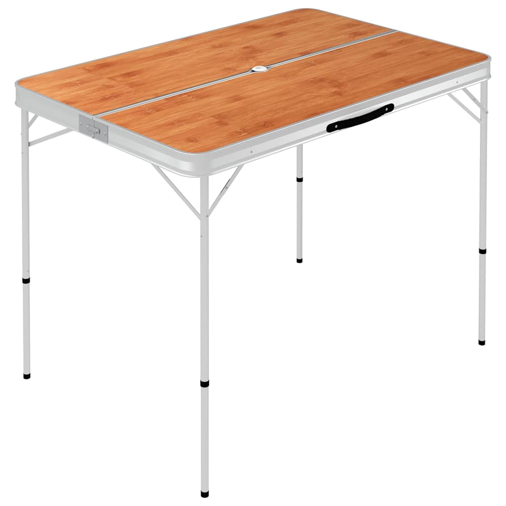 Vidaxl Camping -Tisch faltbar mit 2 Bänken Aluminiumbraun