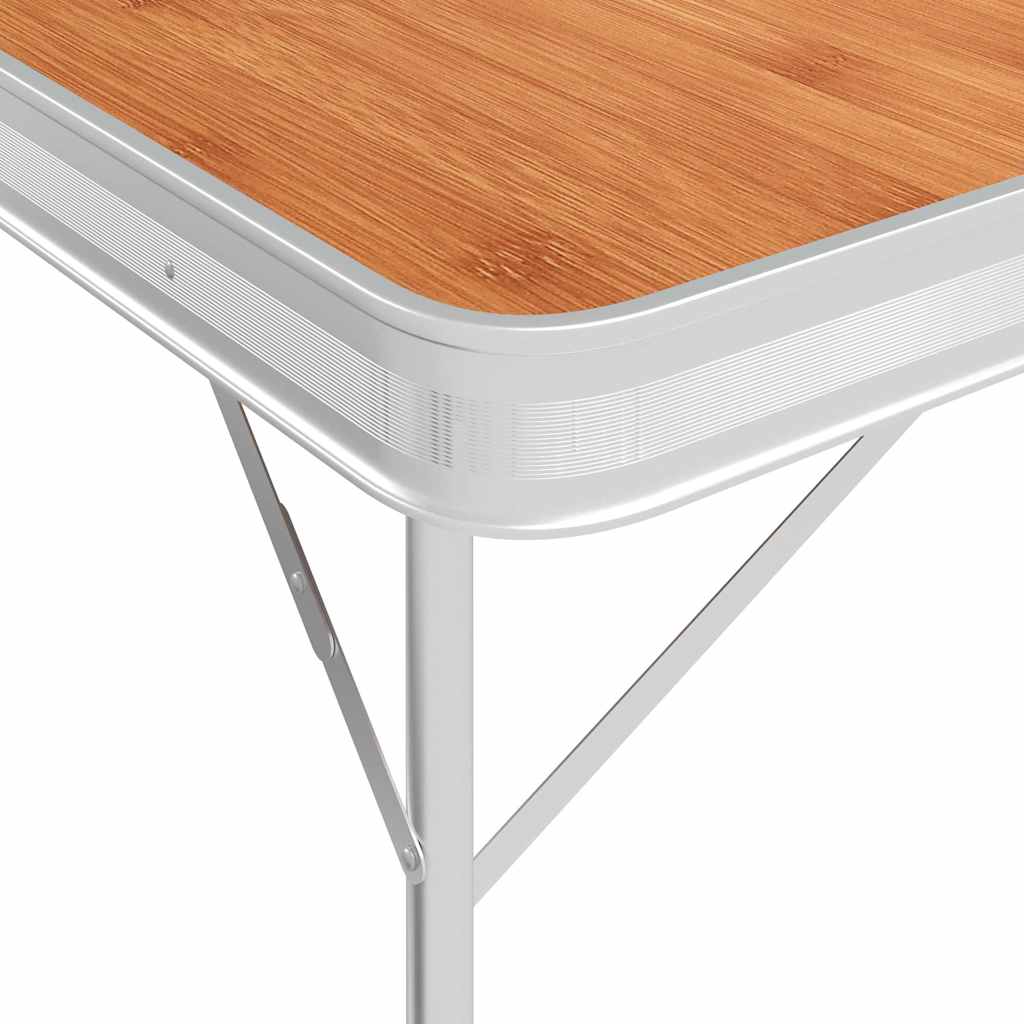 Vidaxl Camping -Tisch faltbar mit 2 Bänken Aluminiumbraun
