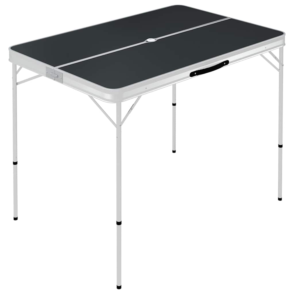 Vidaxl Camping -Tabelle zusammenklappbar mit 2 Bänken Aluminiumgrau
