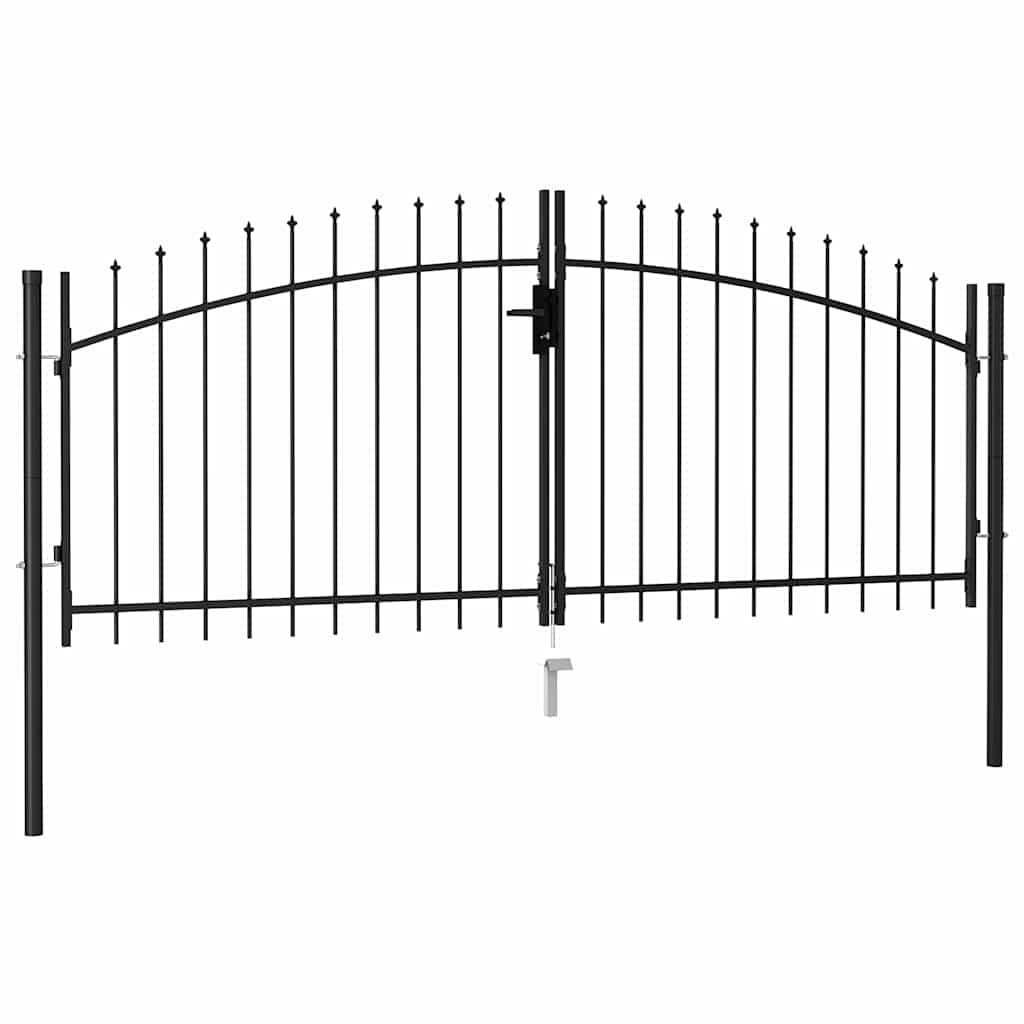 Vidaxl -Anschluss mit spitzen oberen Doppel 3x1.25 m Stahlschwarz