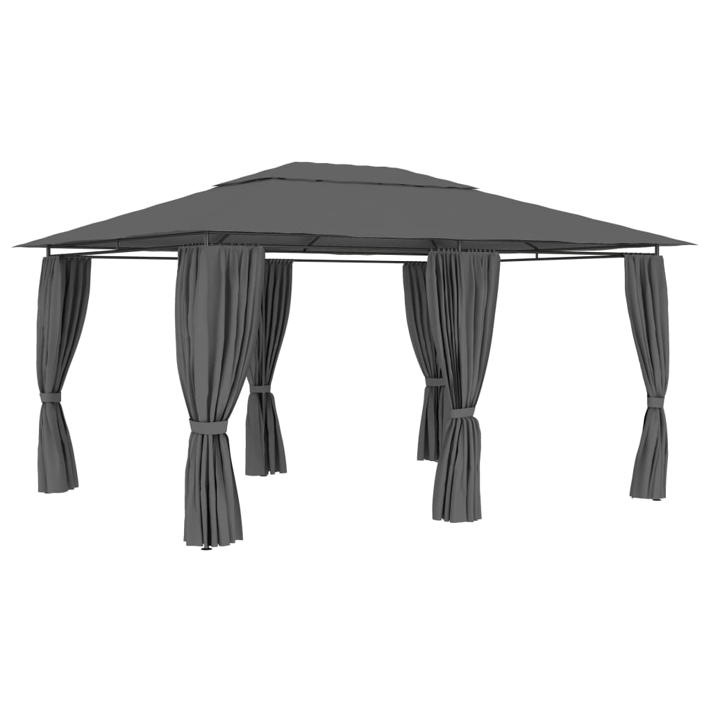 Vidaxl Gartenpavillon mit Vorhängen 4x3 m Anthrazit