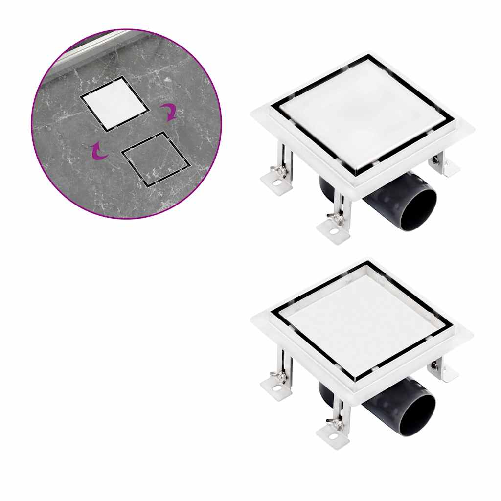 Vidaxx Duschrinne mit 2-in-1-Deckel 15x15 cm Edelstahl