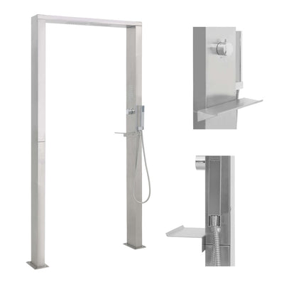 Vidaxl Outdoor -Dusche mit doppelten Düsen aus Edelstahl