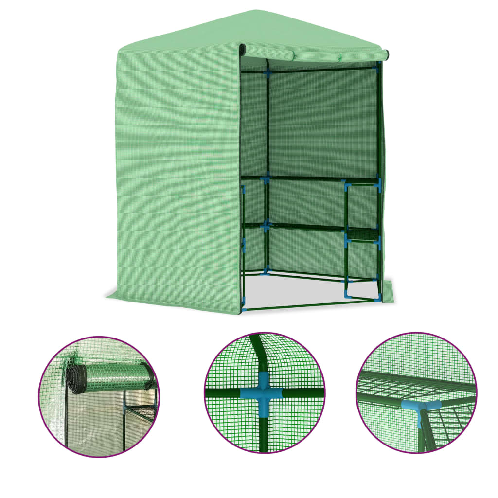 Vidaxl Tuinkas mit Regalen 227x223 cm Stahl