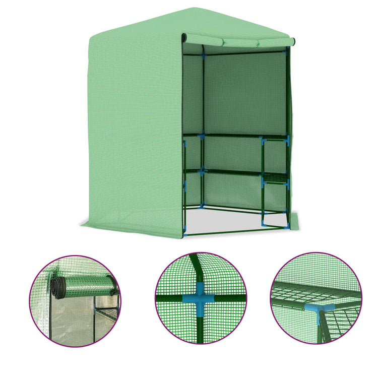 Vidaxl Tuinkas mit Regalen 227x223 cm Stahl
