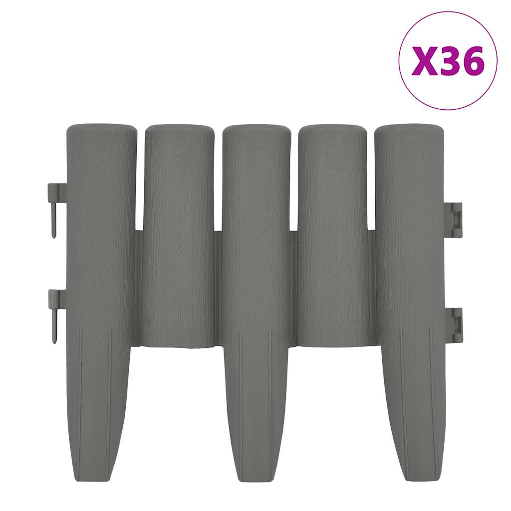 Vidaxl -Gazonkanten 36 ST 10 m pp Grau