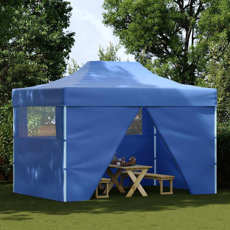 Vidaxl -Partyzelt mit 4 Seitenwänden faltbar 3x4 m Stahlblau